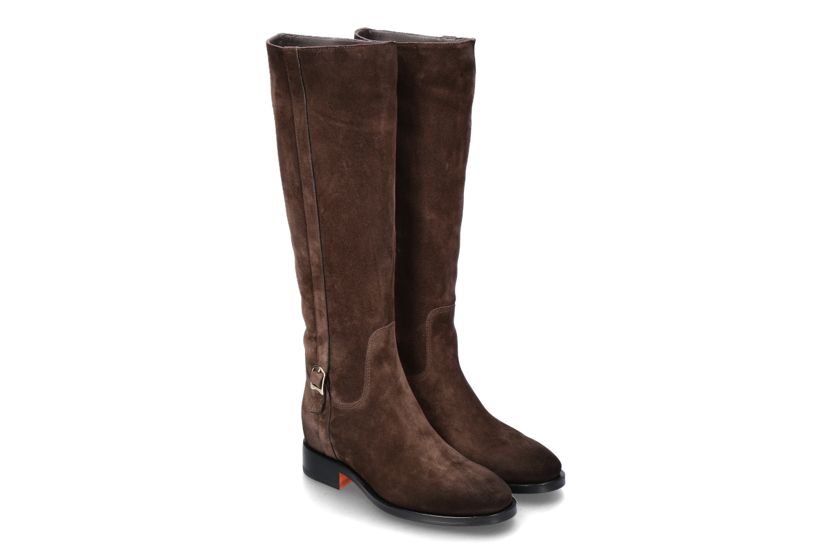 Santoni women's riding boots HERMIBO VELOURS- dark brown/ dunkelbraun 