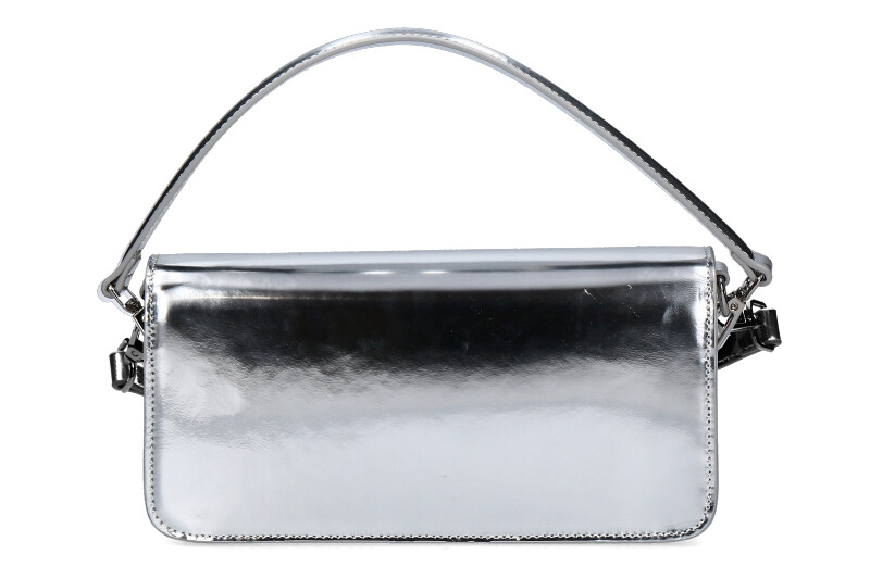 La Carrie evening bag SHINY BAGUETTE LEATHER SILVER