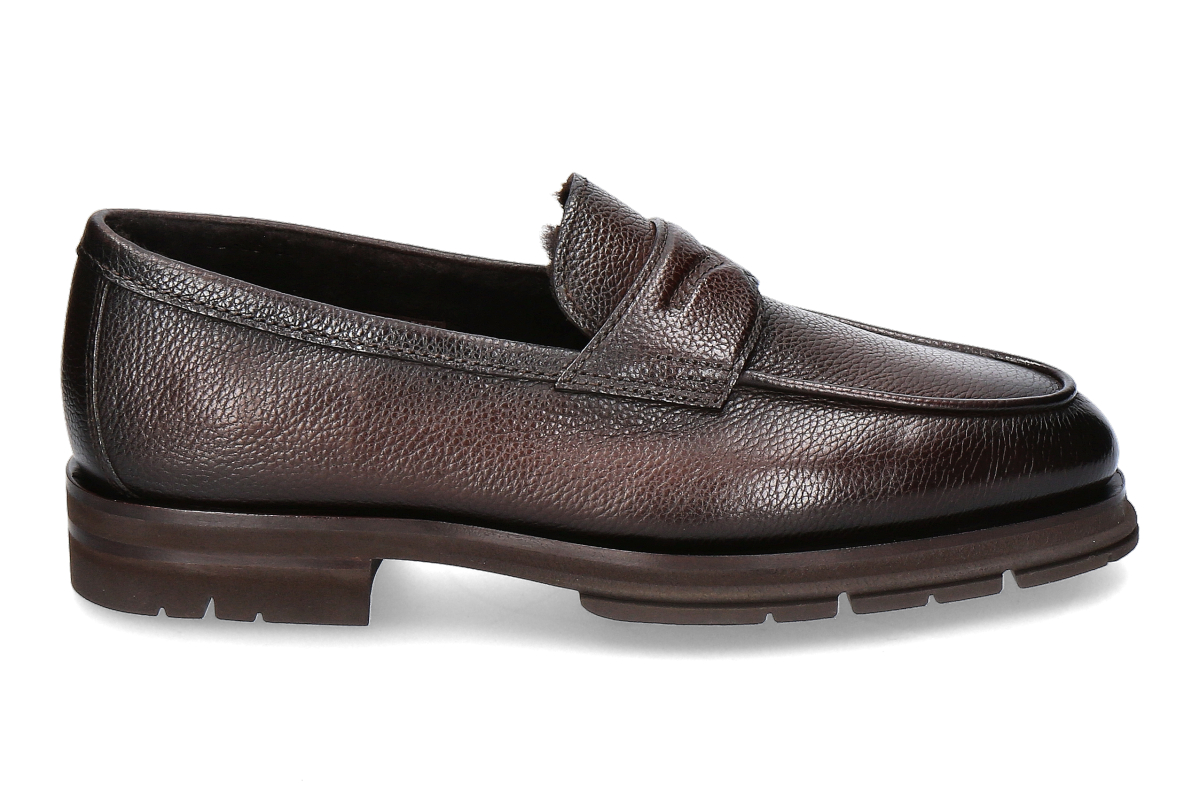 Santoni men's- loafer CARLO lined- dark brown