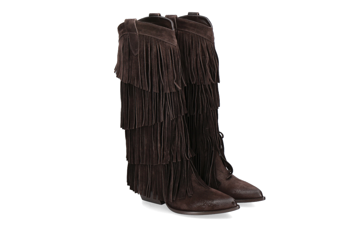 Elena Iachi Cowboy Boots STRATEGIA - Velour Ebano / Dark Brown