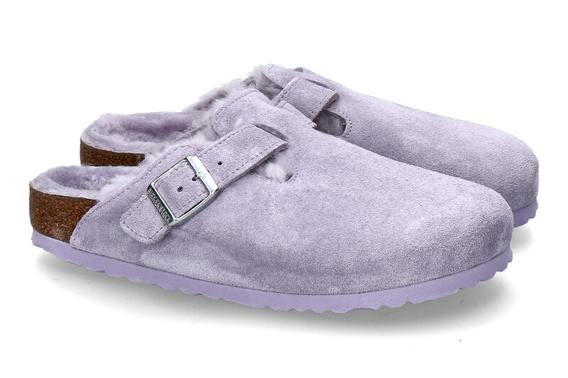 Birkenstock women's clogs lined BOSTON SHEARLING- purple fog