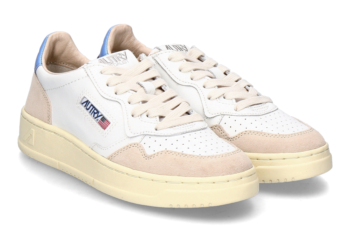 Autry women's sneaker MEDALIST LEATHER SUEDE LS04- white/ robbia blue