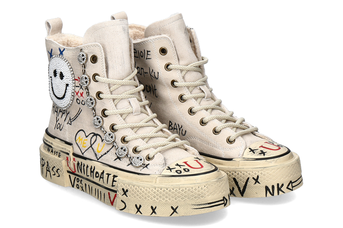 Nan-Ku Couture High Top Sneaker gefüttert SKATER SMILEY - beige 