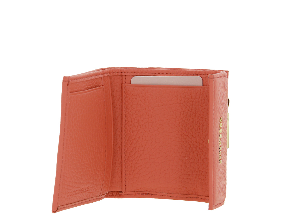 Coccinelle wallet GRAIN LEATHER METALLIC SOFT GERANIUM