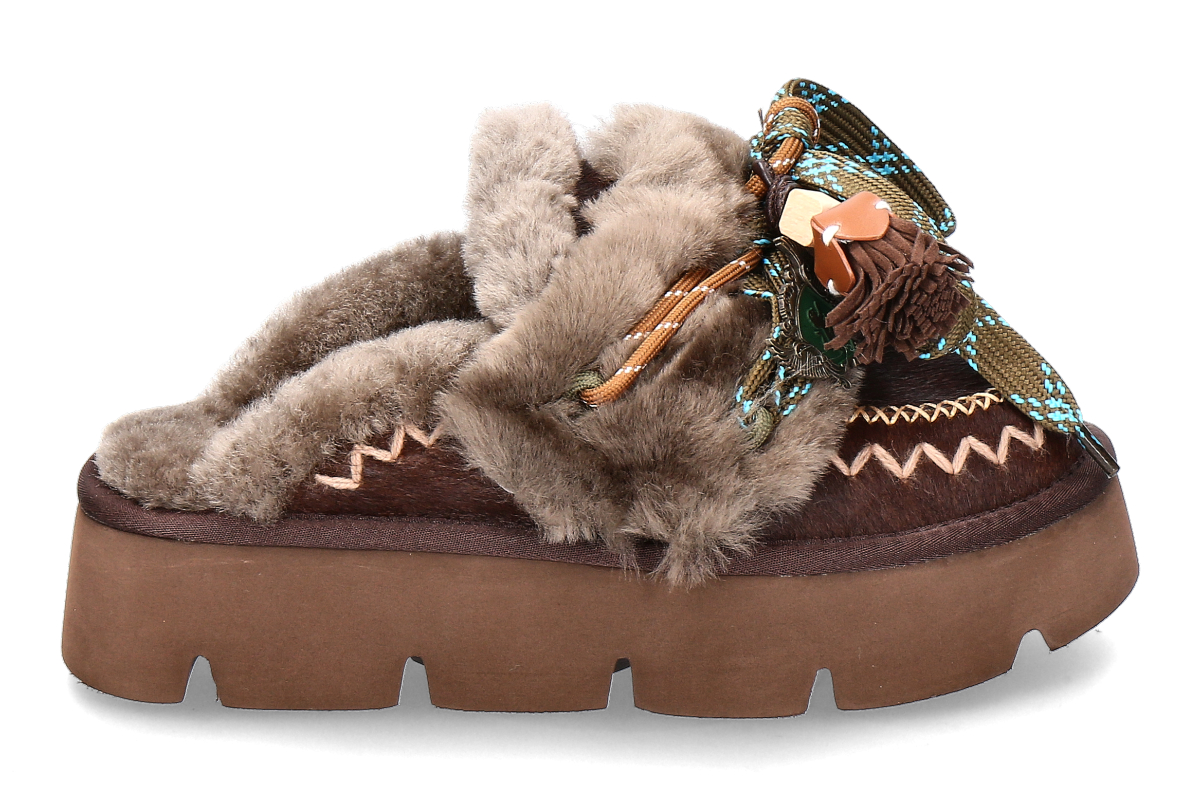 Nan-Ku Couture mule lined GFH22 Pony- camel/ brown