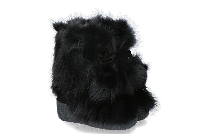 Diavolezza fur boots BLACK FOX POM POM