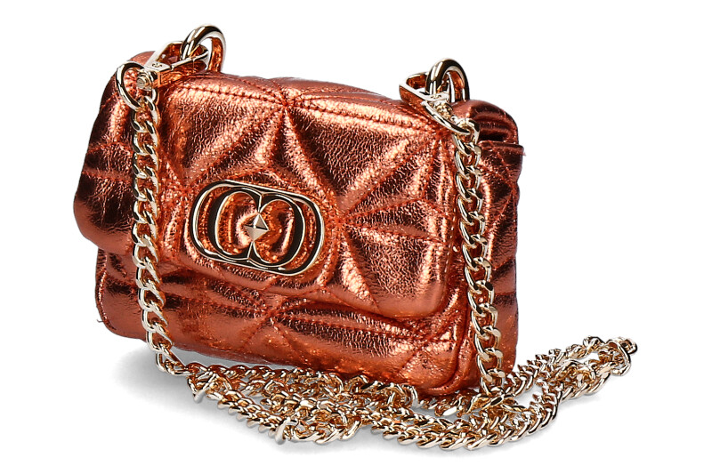 La Carrie shoulder bag SHINY MINI LAMINATED LEATHER ORANGE