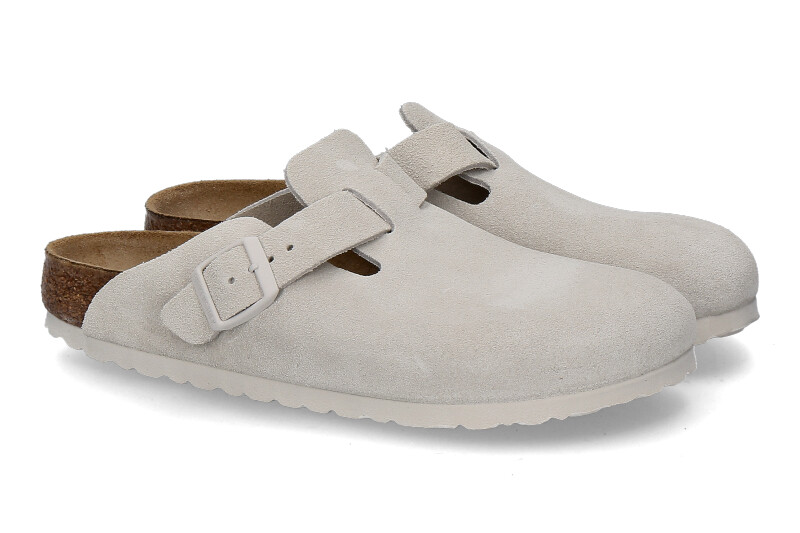 Birkenstock clogs BOSTON SCHMAL NATURLEDER WEIß