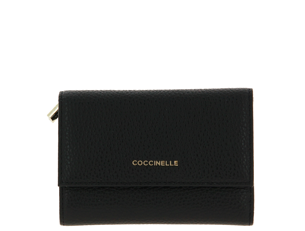 Coccinelle wallet GRAIN LEATHER METALLIC SOFT NOIR Coccinelle wallet GRAIN LEATHER METALLIC SOFT NOIR