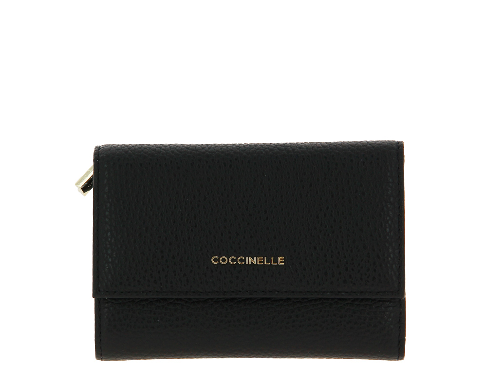 Coccinelle wallet GRAIN LEATHER METALLIC SOFT NOIR