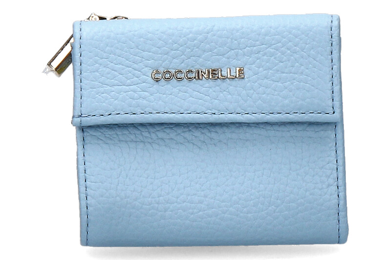 Coccinelle wallet GRAIN LEATHER METALLIC SOFT AQUARELLE BLUE