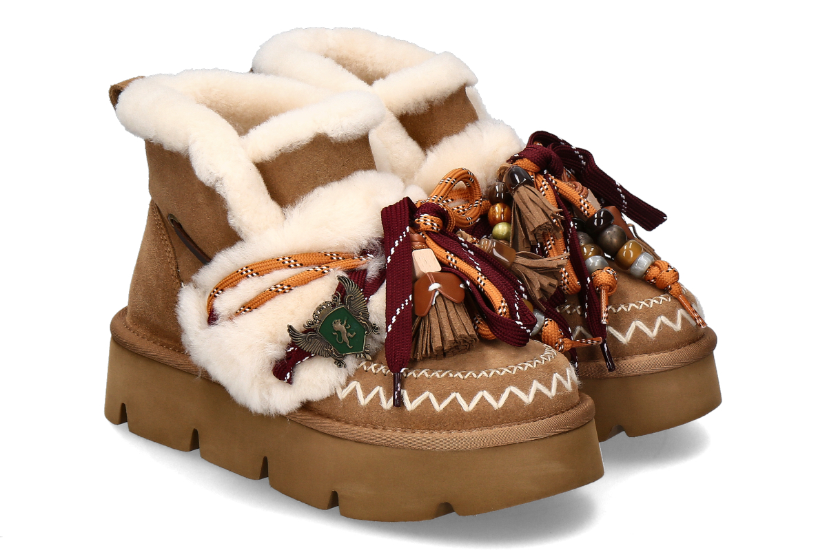 Nan-Ku Couture bootie lined GFH01- camel/ light brown
