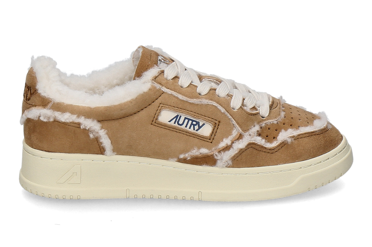 Autry women's lined sneakers SUEDE SHEARLING GX01 - cognac/ medium brown