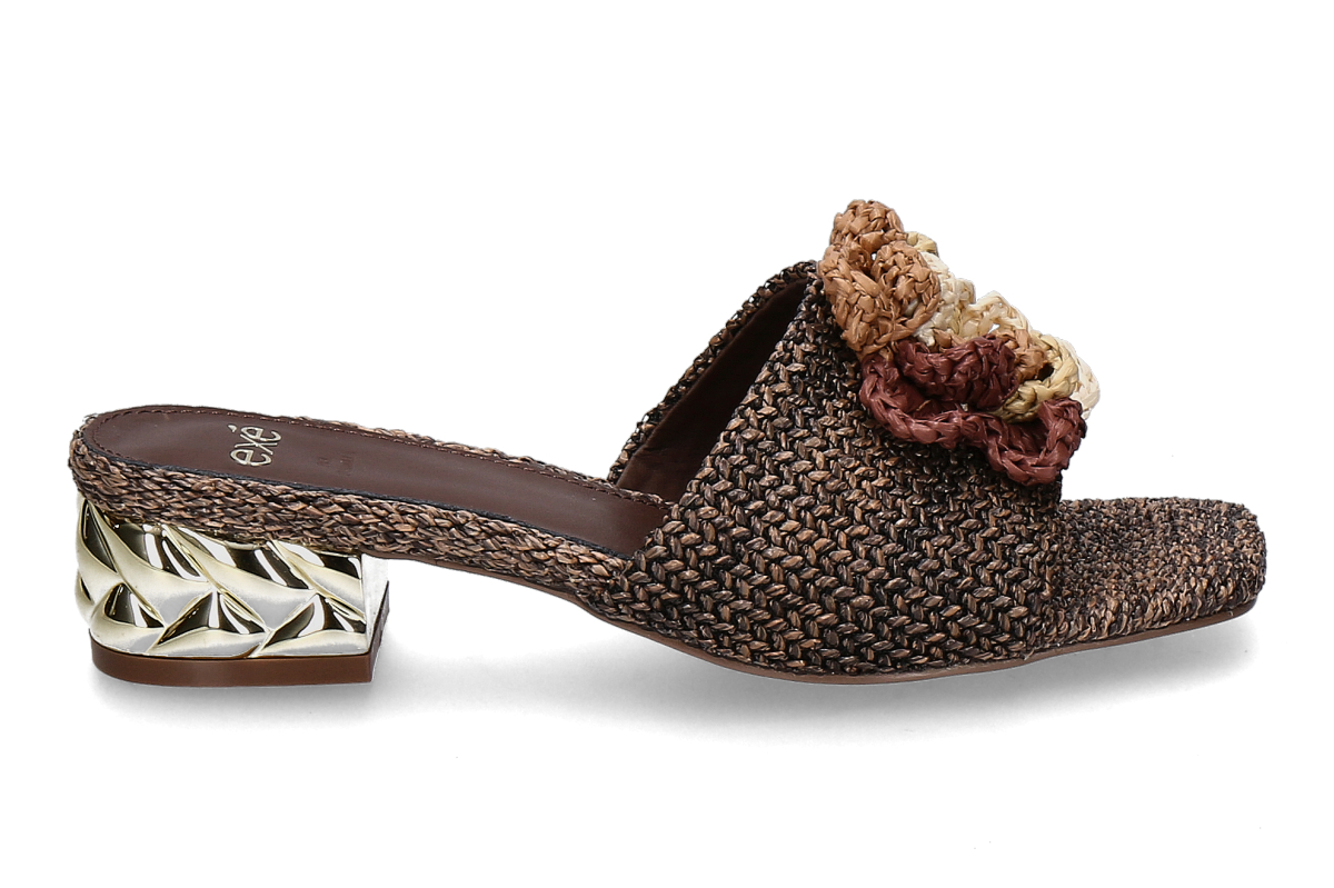 Exé mules KATY-401- raffia brown/ dark brown