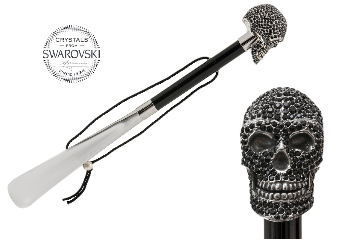 Pasotti shoehorn SKULL SWAROVSKI BLACK