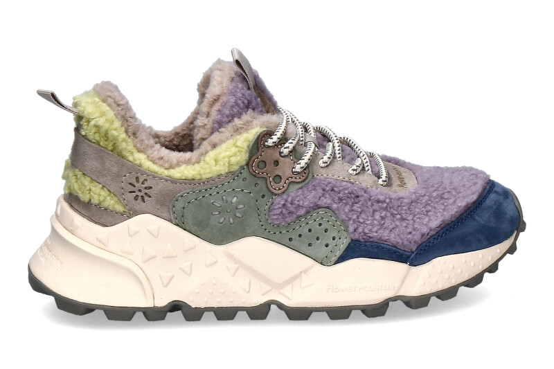 Flower Mountain women's sneakers lined KOTETSU SUEDE TEDDY- violett/ lime