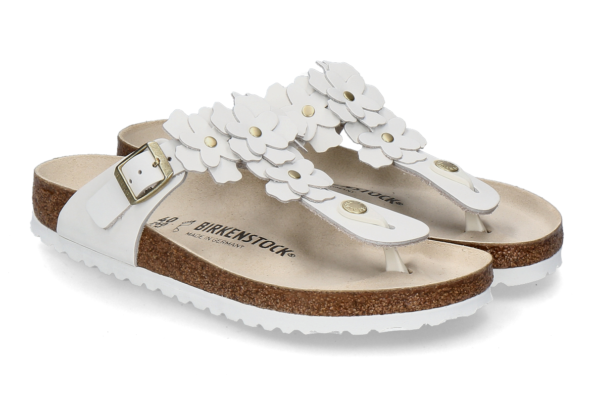 Birkenstock women's- thong mules GIZEH FLOWER REGULAR- white