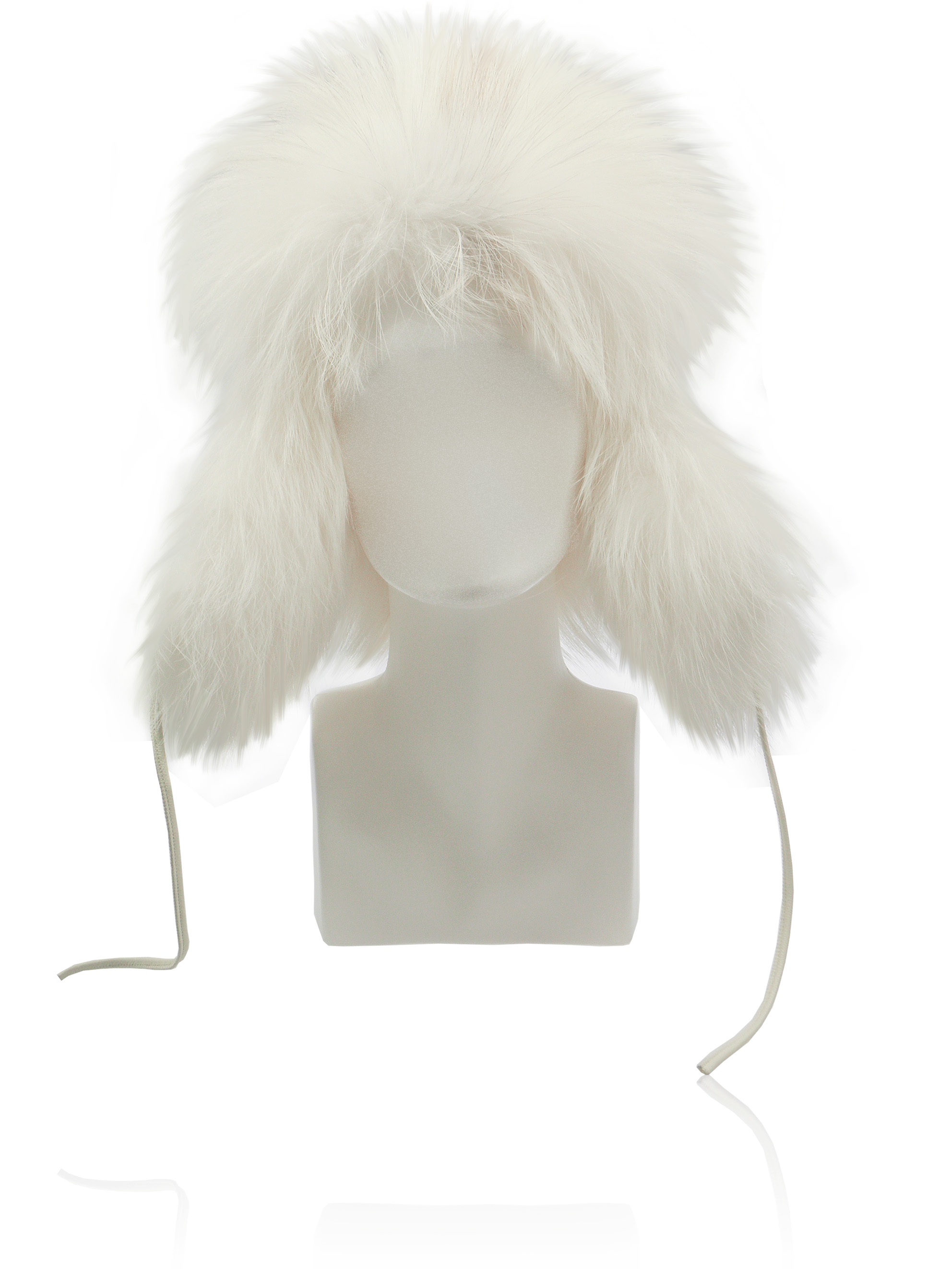 FurLand Aviator Cap - USHANKA WHITE RED ROSES - Fox Fur