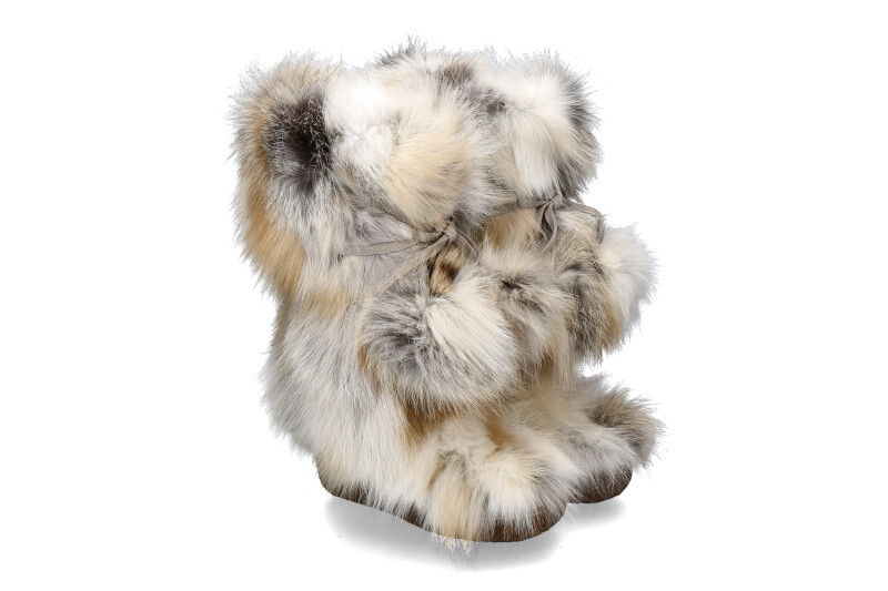 Diavolezza fur boots GOLD FOX POM POM