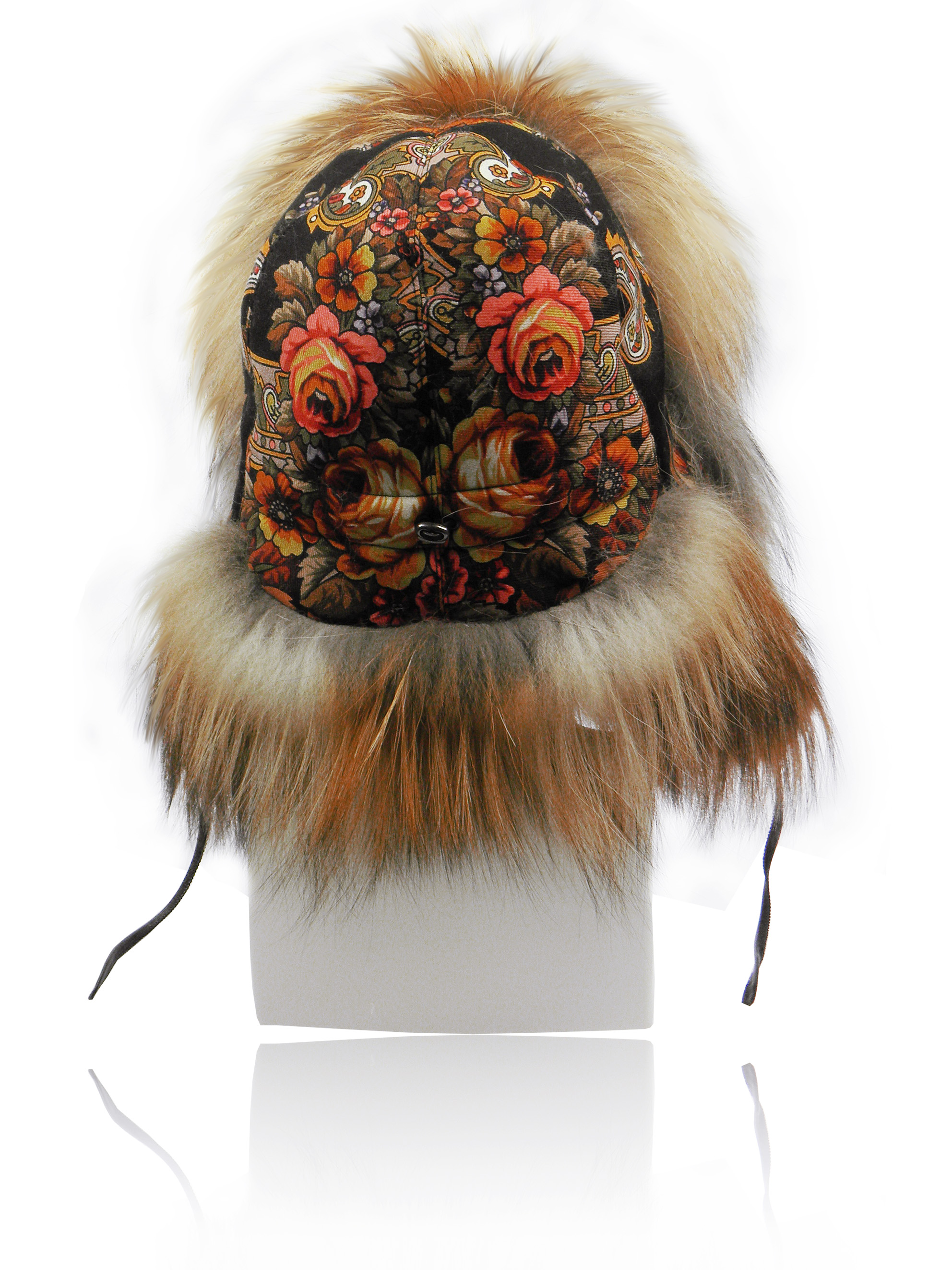 FurLand Aviator Cap - USHANKA FLOWERS - Fox Fur