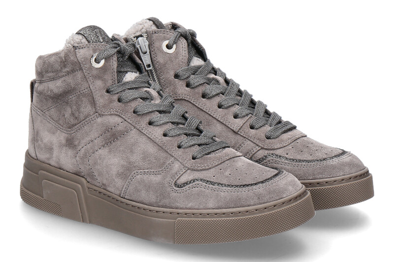 Paul Green lined sneaker S. SUEDE- titan/iron