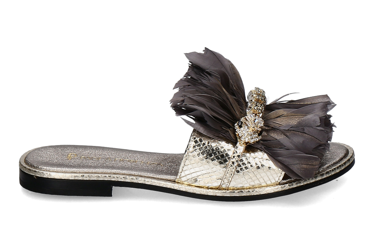Paola Fiorenza mules COBRA LAMINATO- platinum/ gold