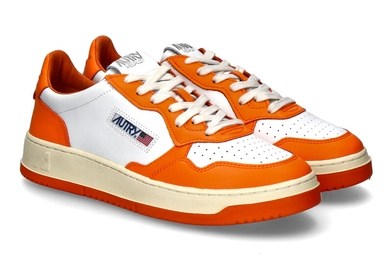 Autry men's sneaker MEDALIST LEATHER WB06- white/orange