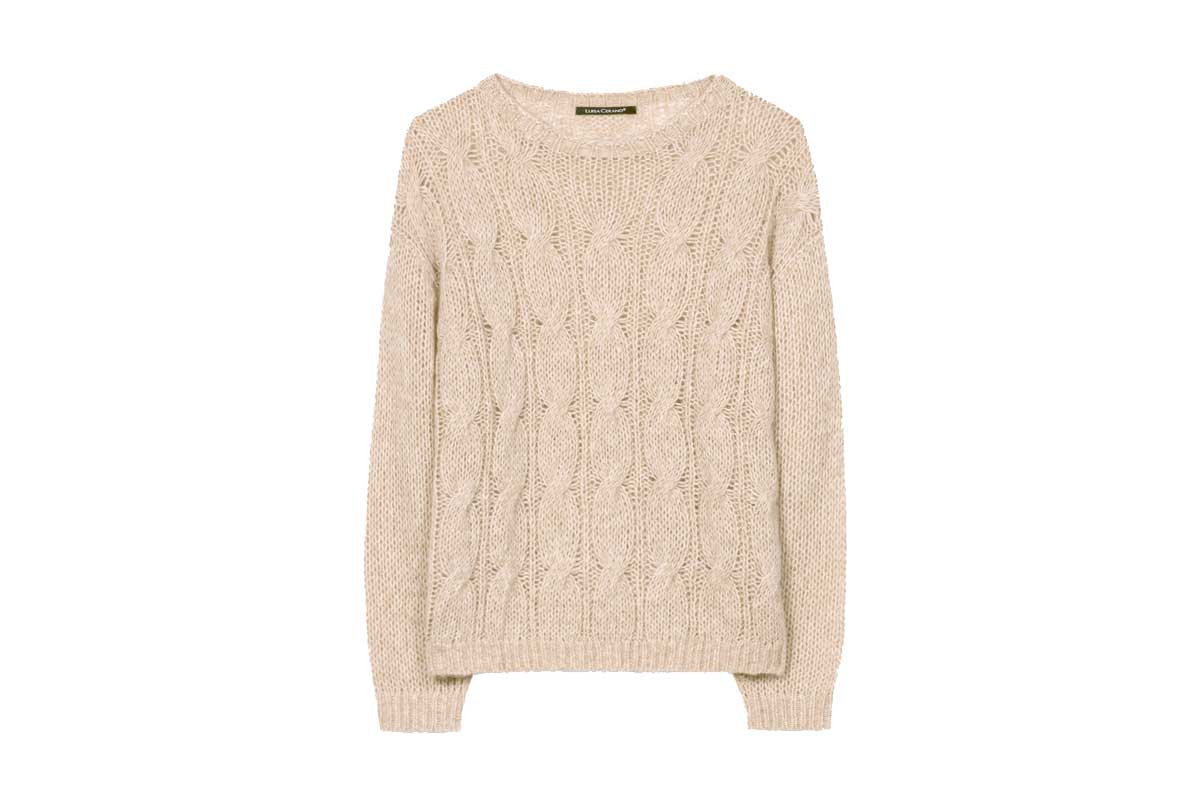 Luisa Cerano knit-sweater CABLE KNIT- soft camel/ beige