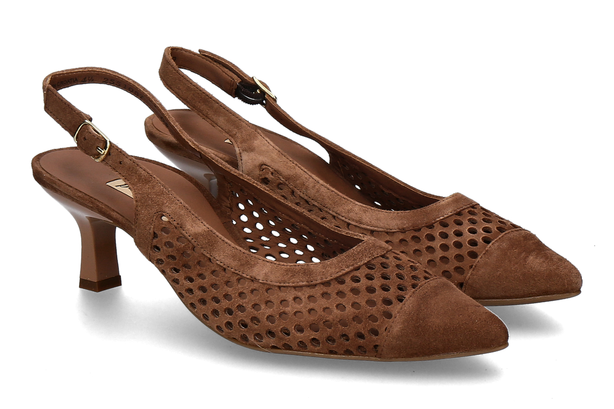 Paul Green slingback pumps SAMTZIEGE- nut/ dark brown