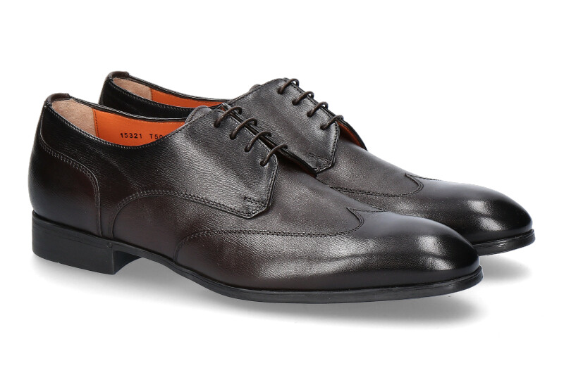 Santoni lace-up LEATHER DARKBROWN