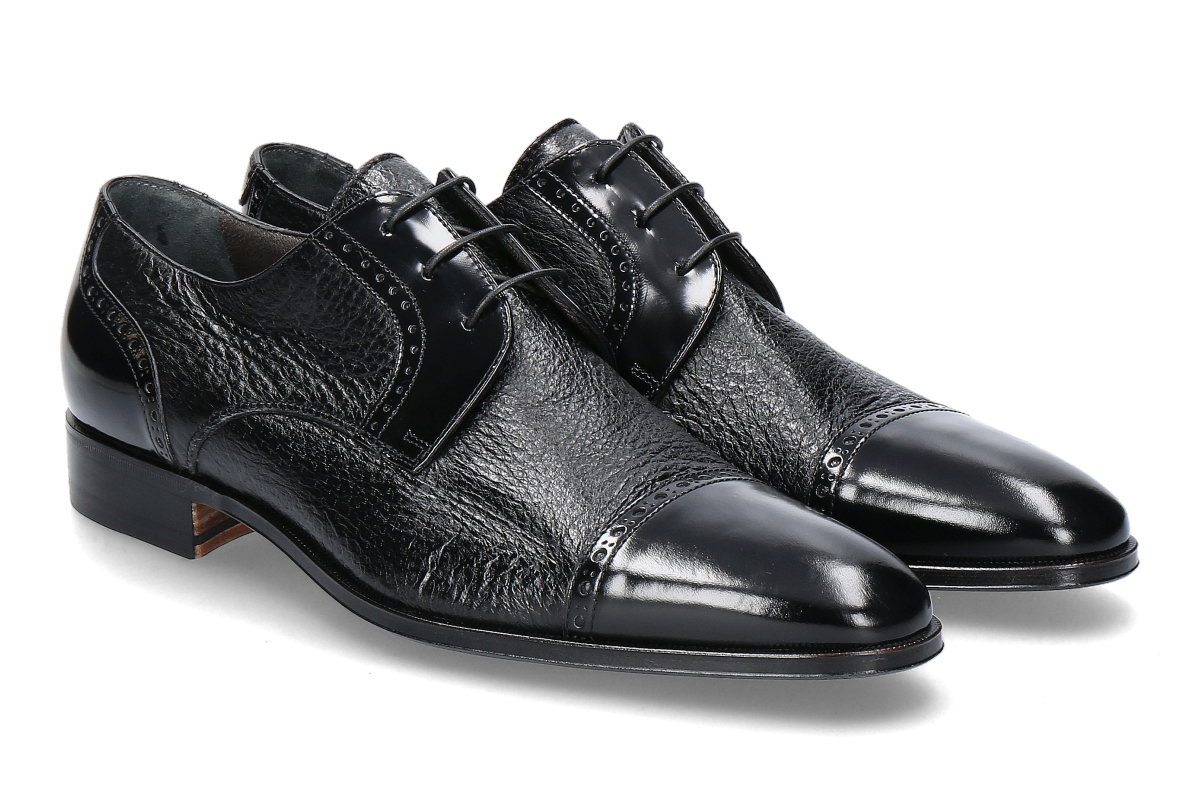 Moreschi lace-up shoe PECCARY CUOIO- nero/ black