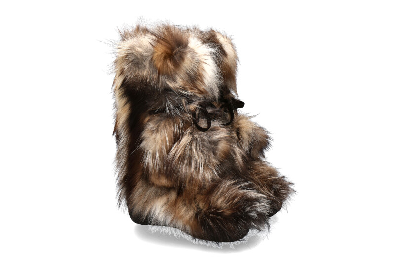 Diavolezza Fur Boots MIX BEIGE FOX POM POM Fox Fur