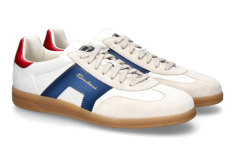 Santoni men's sneaker OLYMPIC- white/blue/red