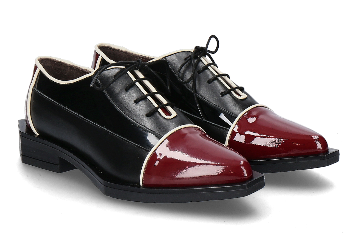  Le Bohémien lace-up G22 VITELLO VERNICE- bordo/ schwarz 