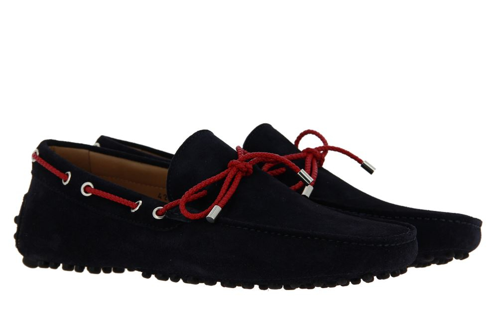 Patrizio Dolci moccasin VELOUR BLU 501 TRECCIA ROSSO