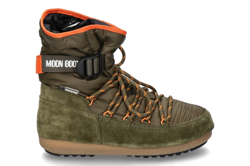 Moon Boot snow boots SOFT LACES SUEDE ARMY GREEN ORANGE