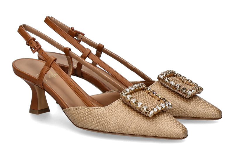 Roberto Festa sling pumps STEFI RAFFIA CAMMELLO NAPPA CUOIO