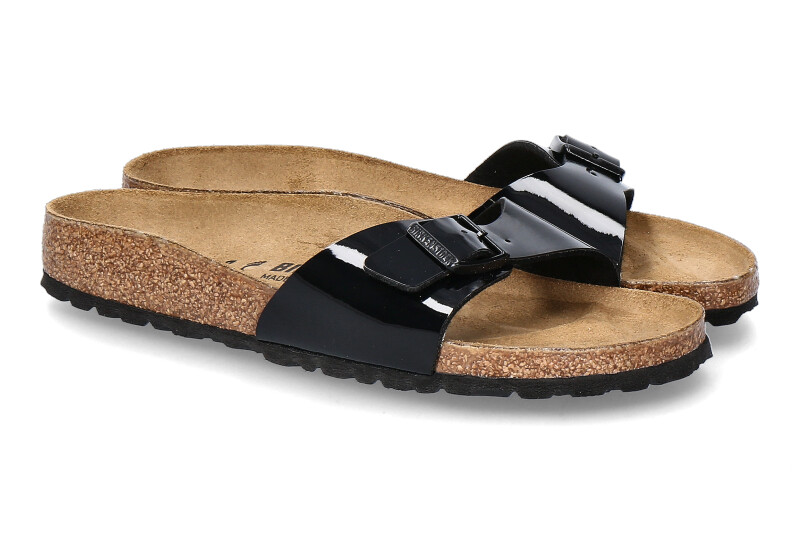 Birkenstock mule MADRID SCHMAL BIRKO-FLOR LACK SCHWARZ