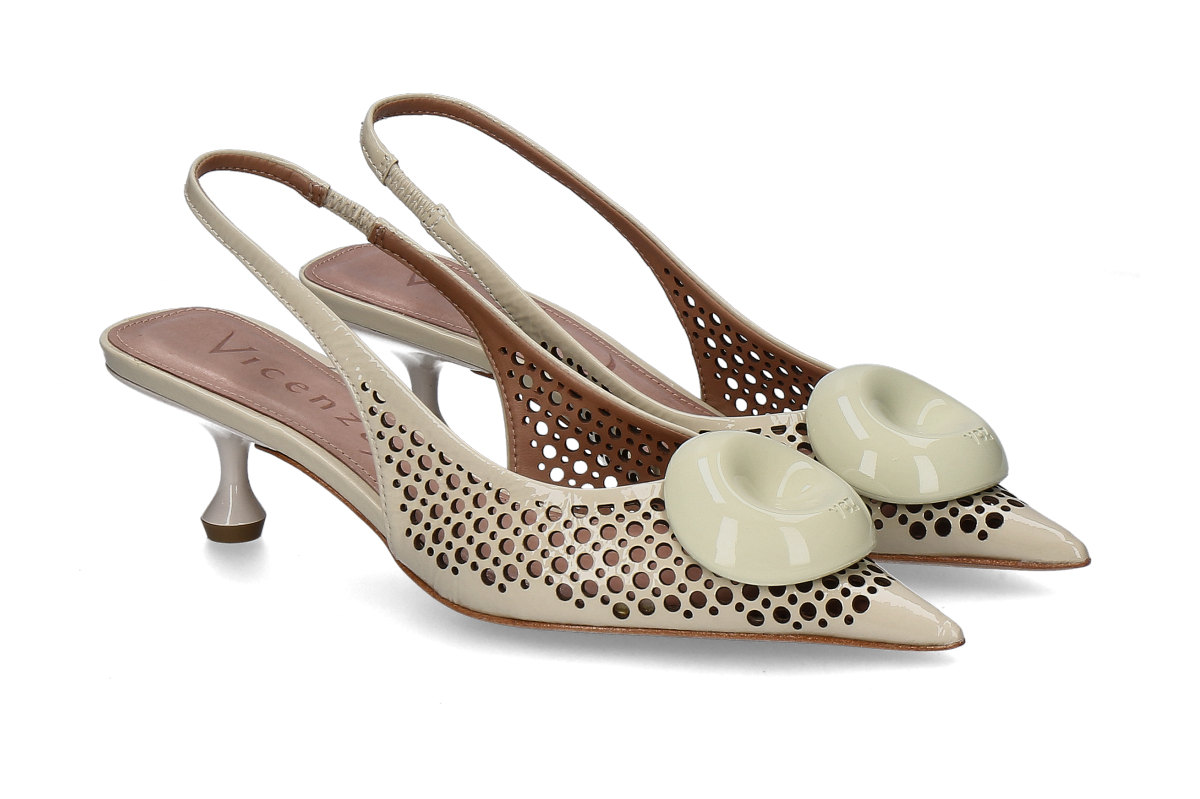 Unique slingback pumps VERNIZ SHOW- off white/ green