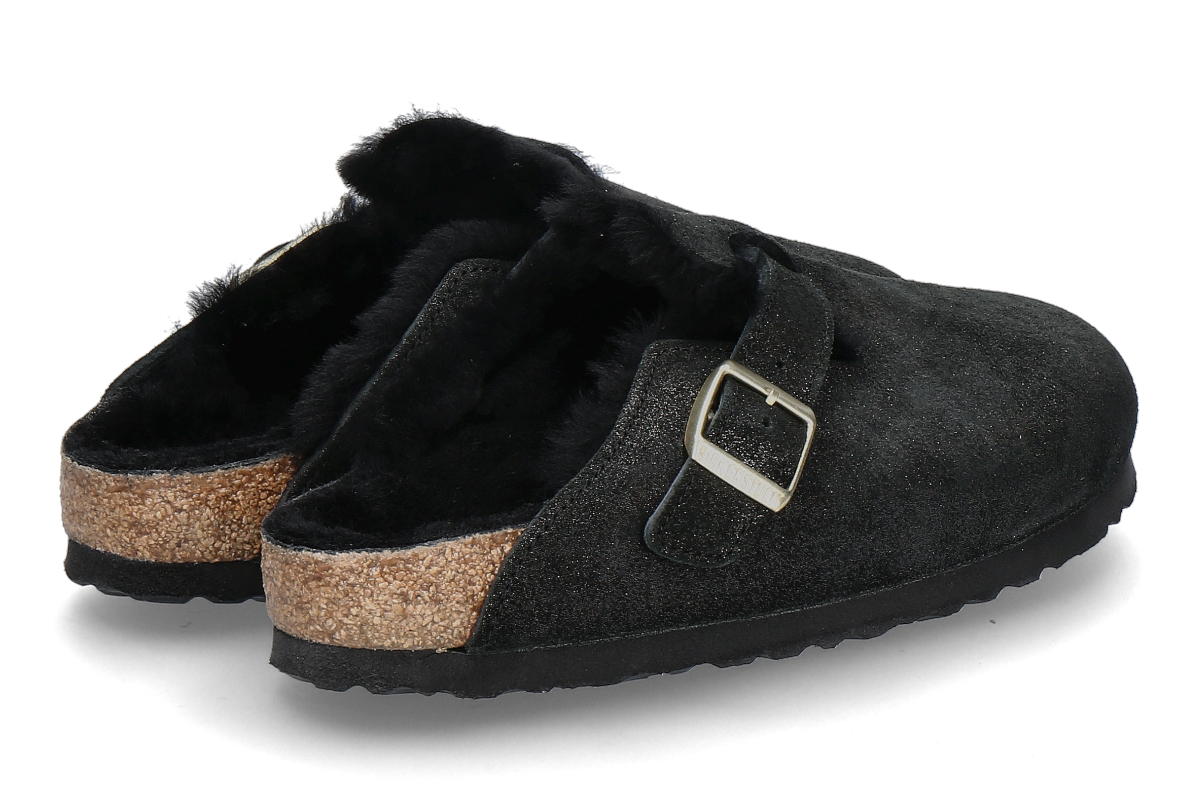 Birkenstock Pantolette gefüttert BOSTON II SCHMAL SHEARLING - black suede_276000005_2