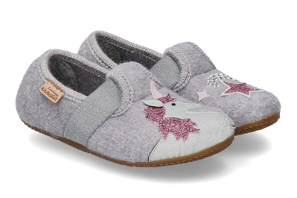 Living Kitzbühel by Gottstein girls- house slipper EINHORNZAUBER- light gray