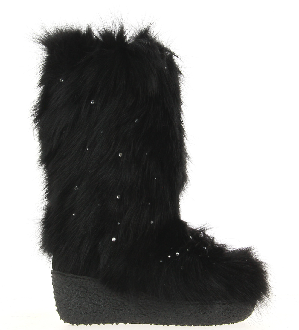 Diavolezza fur boots FOX BLACK SWAROVSKI