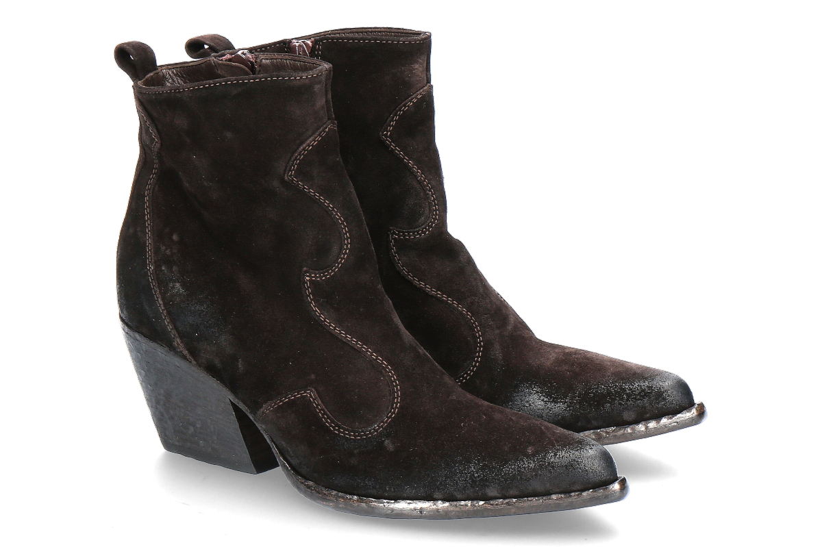 Elana lachi Cowboy boots VELOUR WASH- ebano/ dark brown