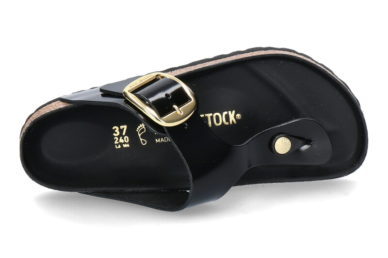 Birkenstock women's sandals GIZEH NORMAL BIG BUCKLE- high-shine black