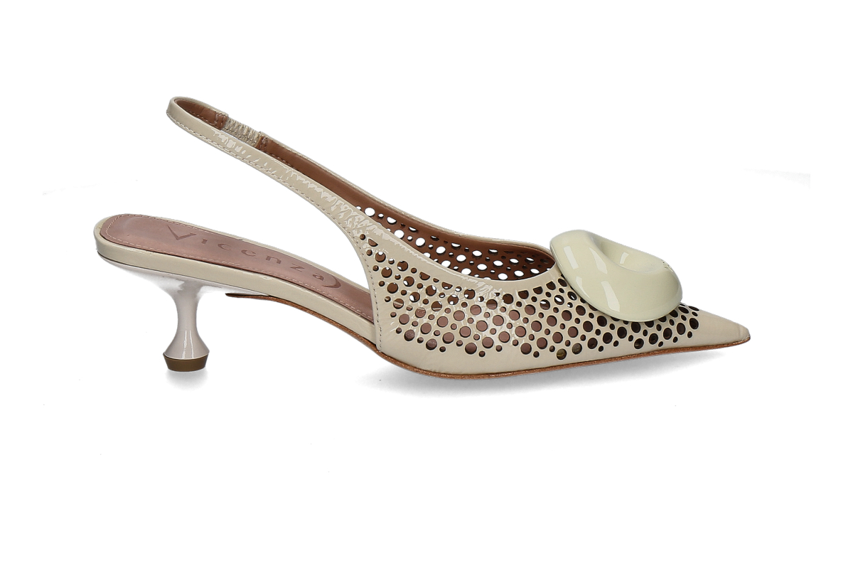 Unique slingback pumps VERNIZ SHOW- off white/ green