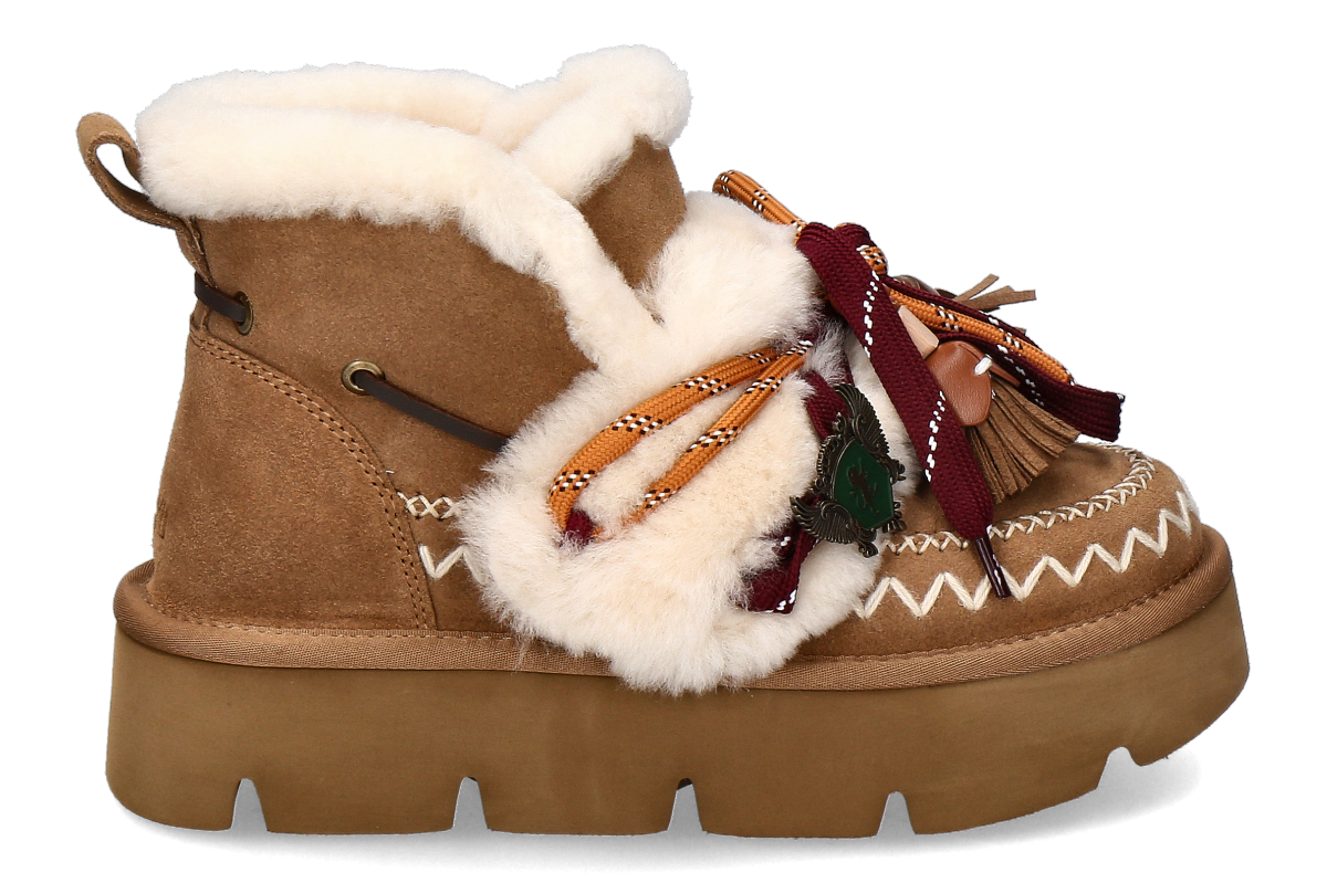 Nan-Ku Couture bootie lined GFH01- camel/ light brown