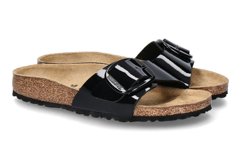 Birkenstock mules BIG BUCKLE SCHMAL PATENT- schwarz