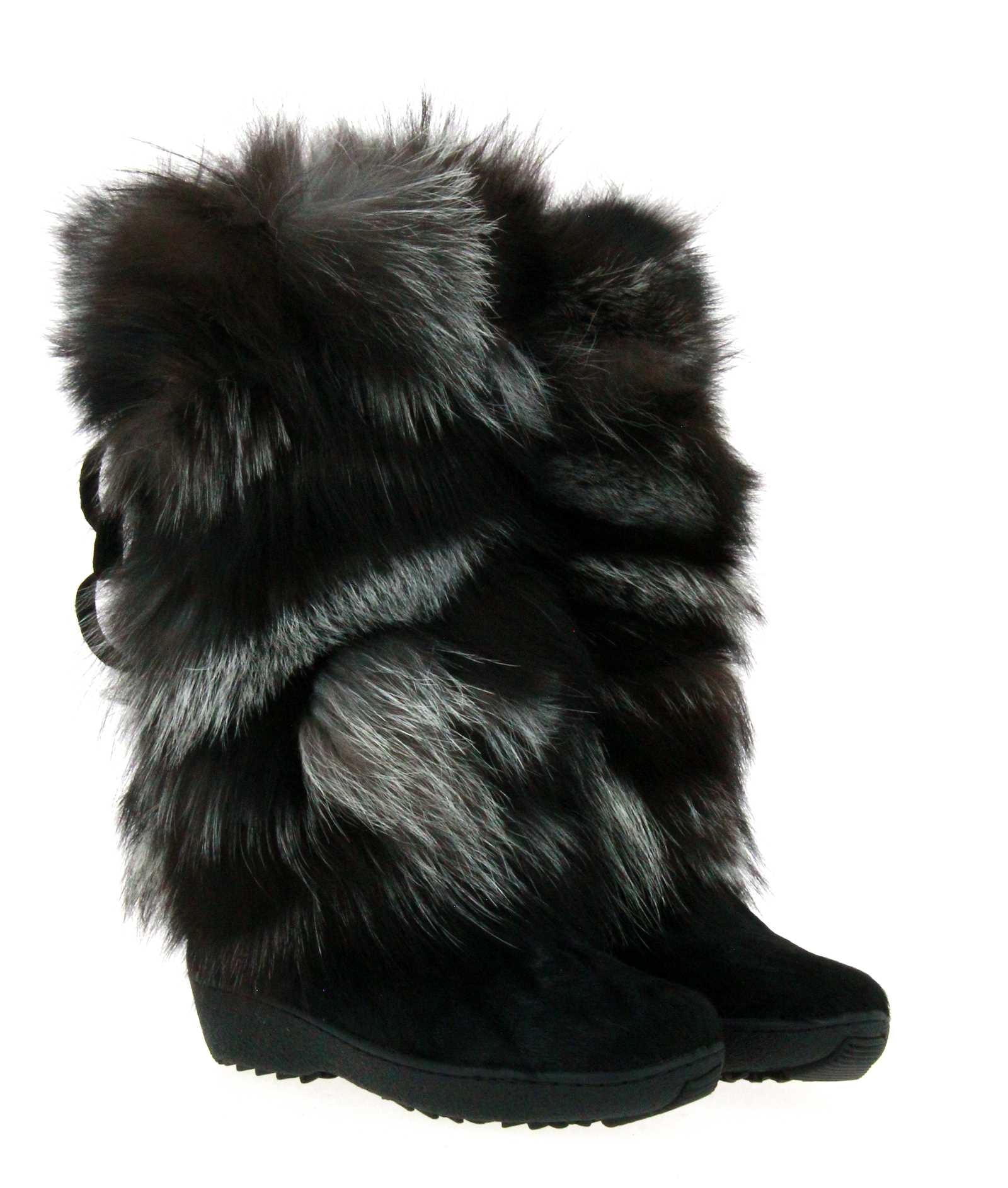 Oscar Sport fur boots KIM NERO-SILVER