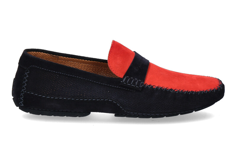 Moreschi moccasin CAMOSCIO BLU SCURO ROSSO