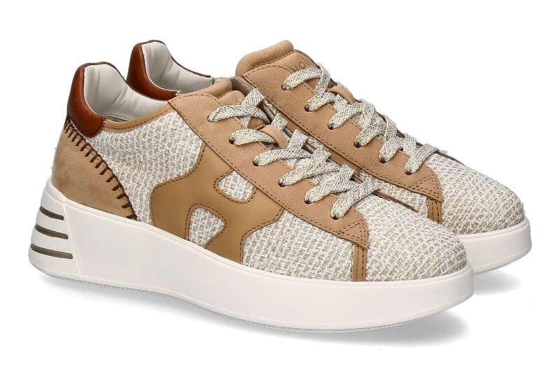 Hogan sneaker for women REBEL H564 TESSUTO- cuoio/ braun